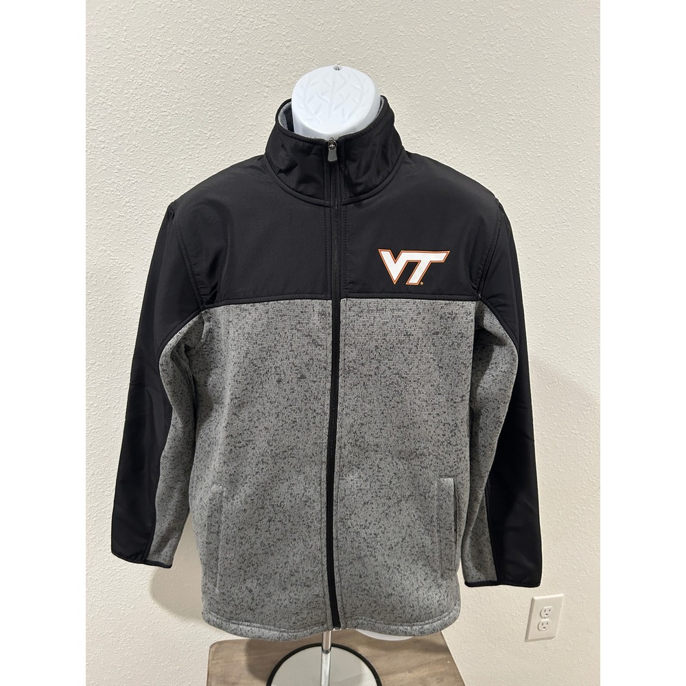 Captivating Virginia Tech Hokies Mens Medium Full Zip Fleece Jacket Grey Black